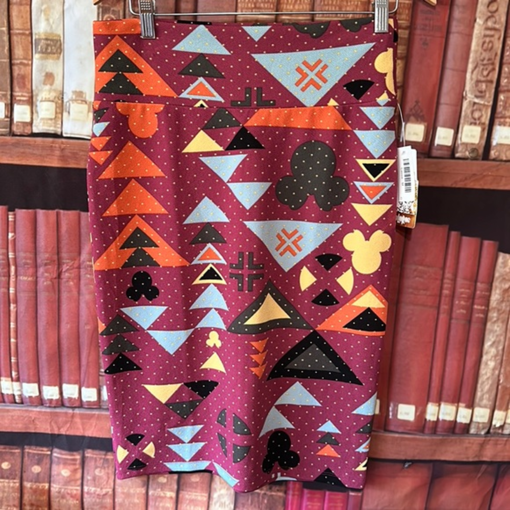 LLR Disney LuLaRoe Cassie pencil skirt Jacquard Hidden Mickey Minnie Mouse NWT M